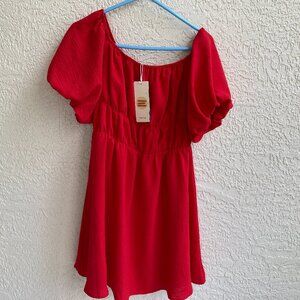 DOKOTOO  DRESS ON OFF SHOULDER PUFF SLEEVES MINI PULL ON BABYDOLL SZE M